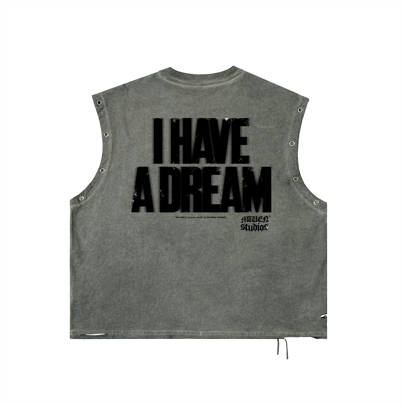 "MLK"Distressed Grommet  Tank Top