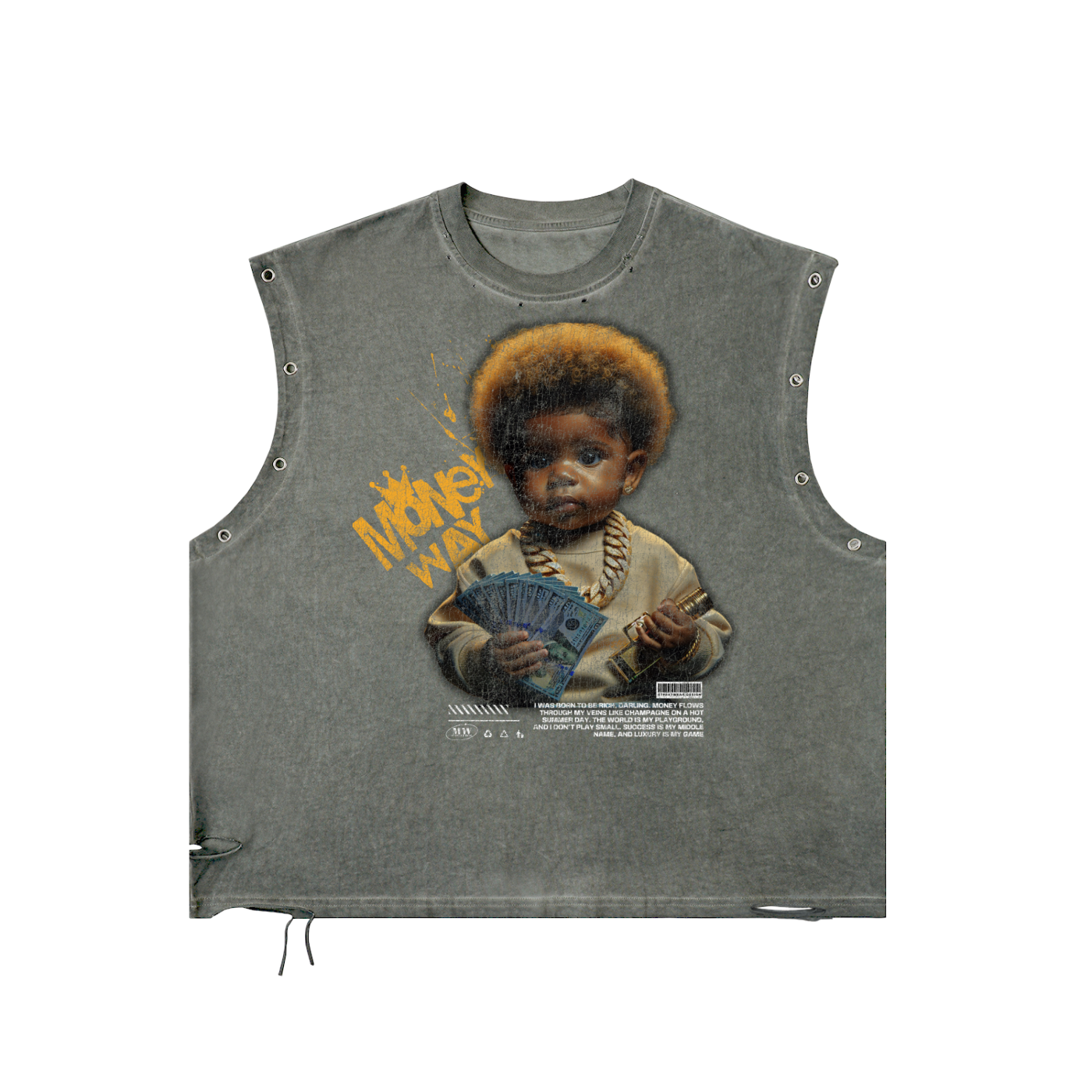 BABY HUSTLE" Distressed Tanktop