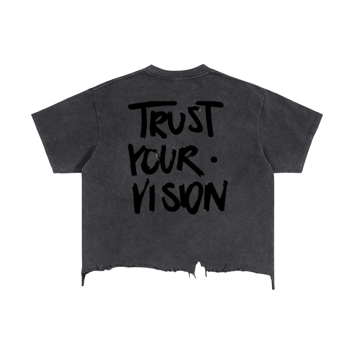 Vintage Wash Boxy Distressed Hem T-Shirt
