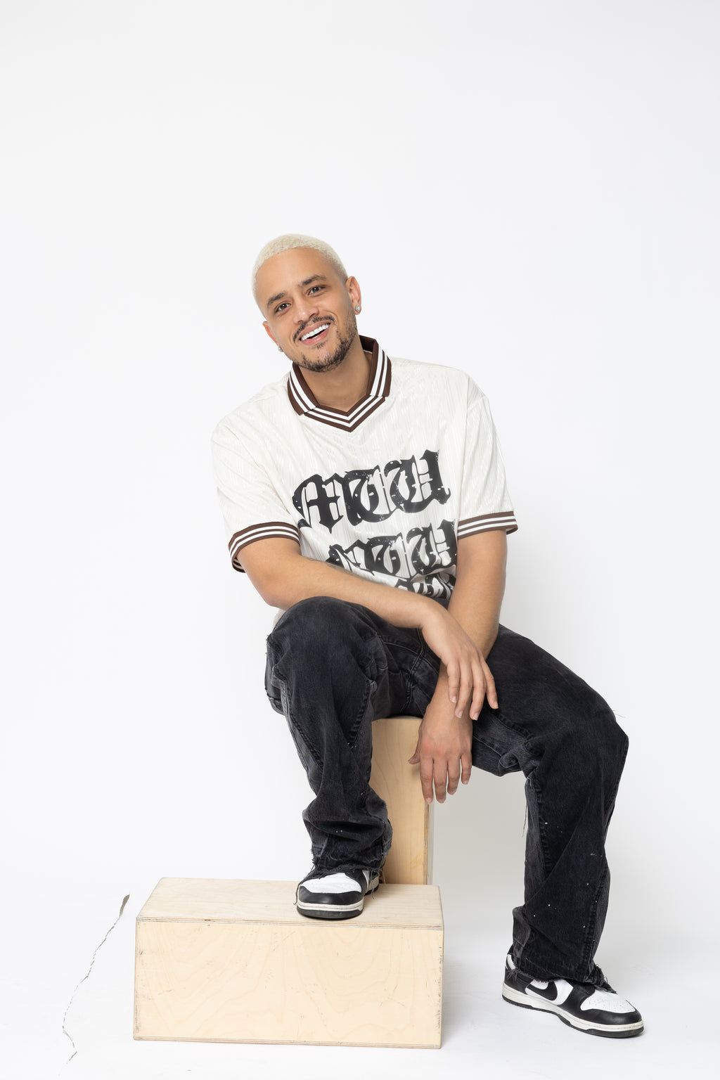 "MW"Contrast stripes polo shirt