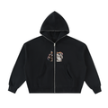 Fleeced Full-Zip Boxy Hoodie