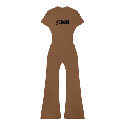 Women’s Tight Flared Leg Quarter-Zip Jumpsuit