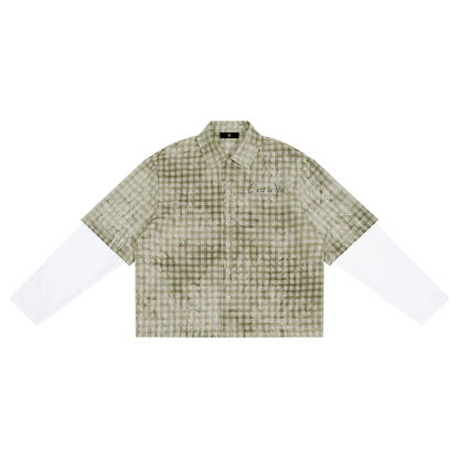 Unisex Vintage Wash Plaid Short Sleeve Shirt