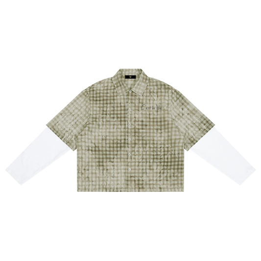 Unisex Vintage Wash Plaid Short Sleeve Shirt