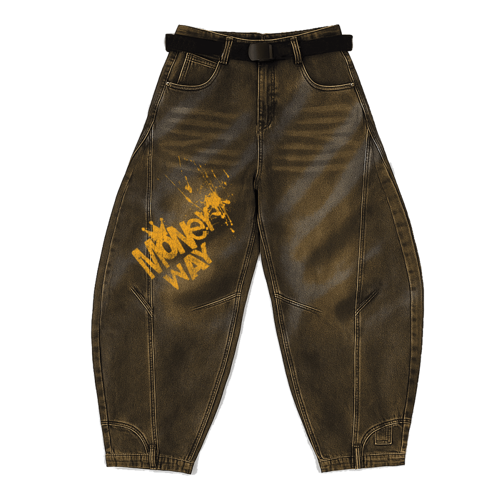 MW Unisex Loose-Fit Washed Curved Denim Jeans