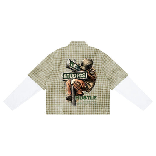 Unisex Vintage Wash Plaid Short Sleeve Shirt