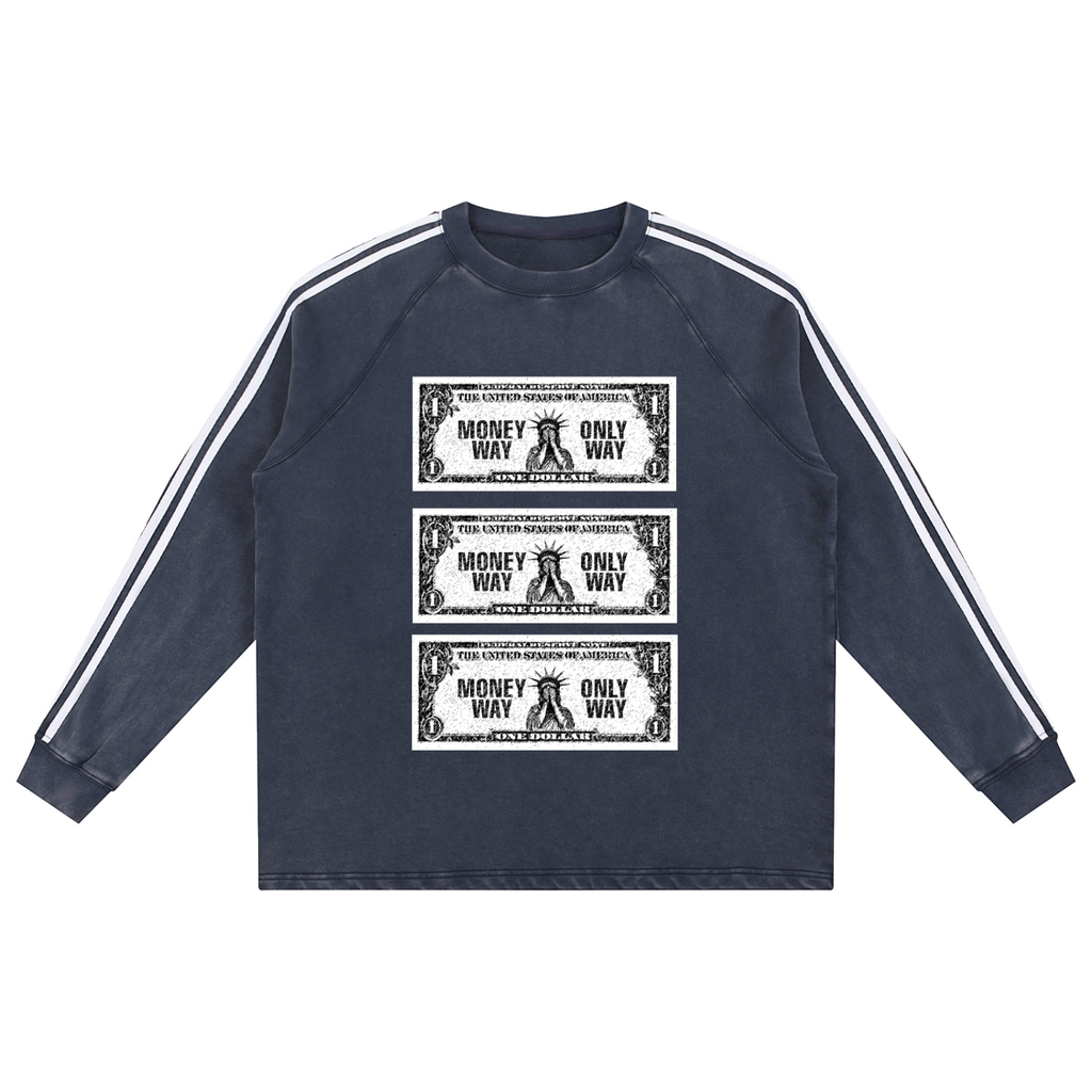 Snow Washed Contrast Tape Sweatshirt