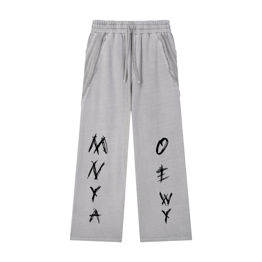 Snow Washed Tape Raw Edge Sweatpants