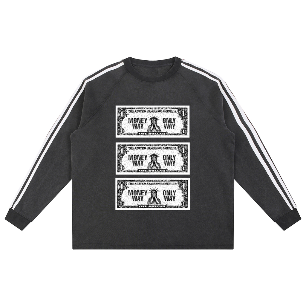 Snow Washed Contrast Tape Sweatshirt