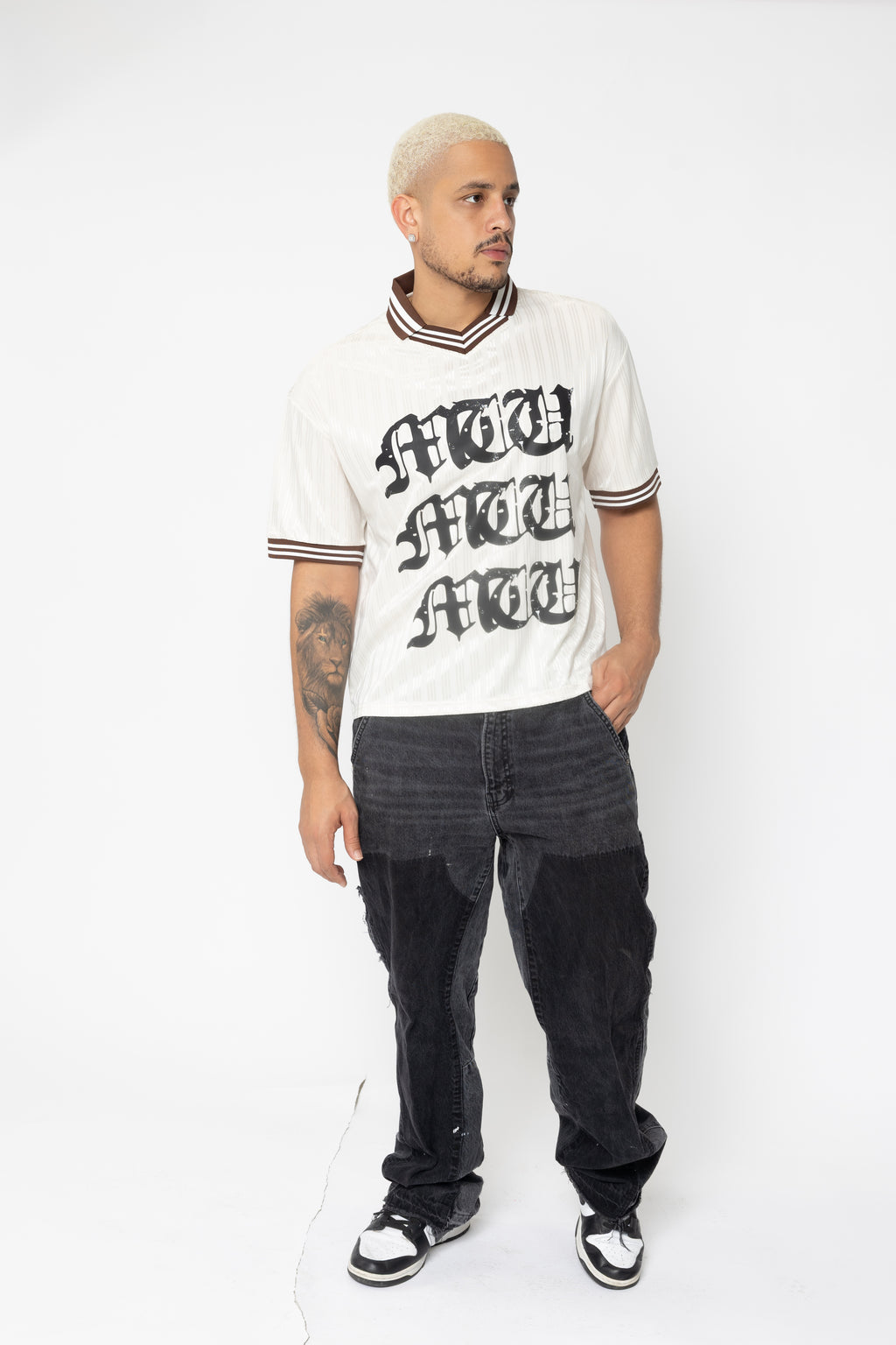 "MW"Contrast stripes polo shirt