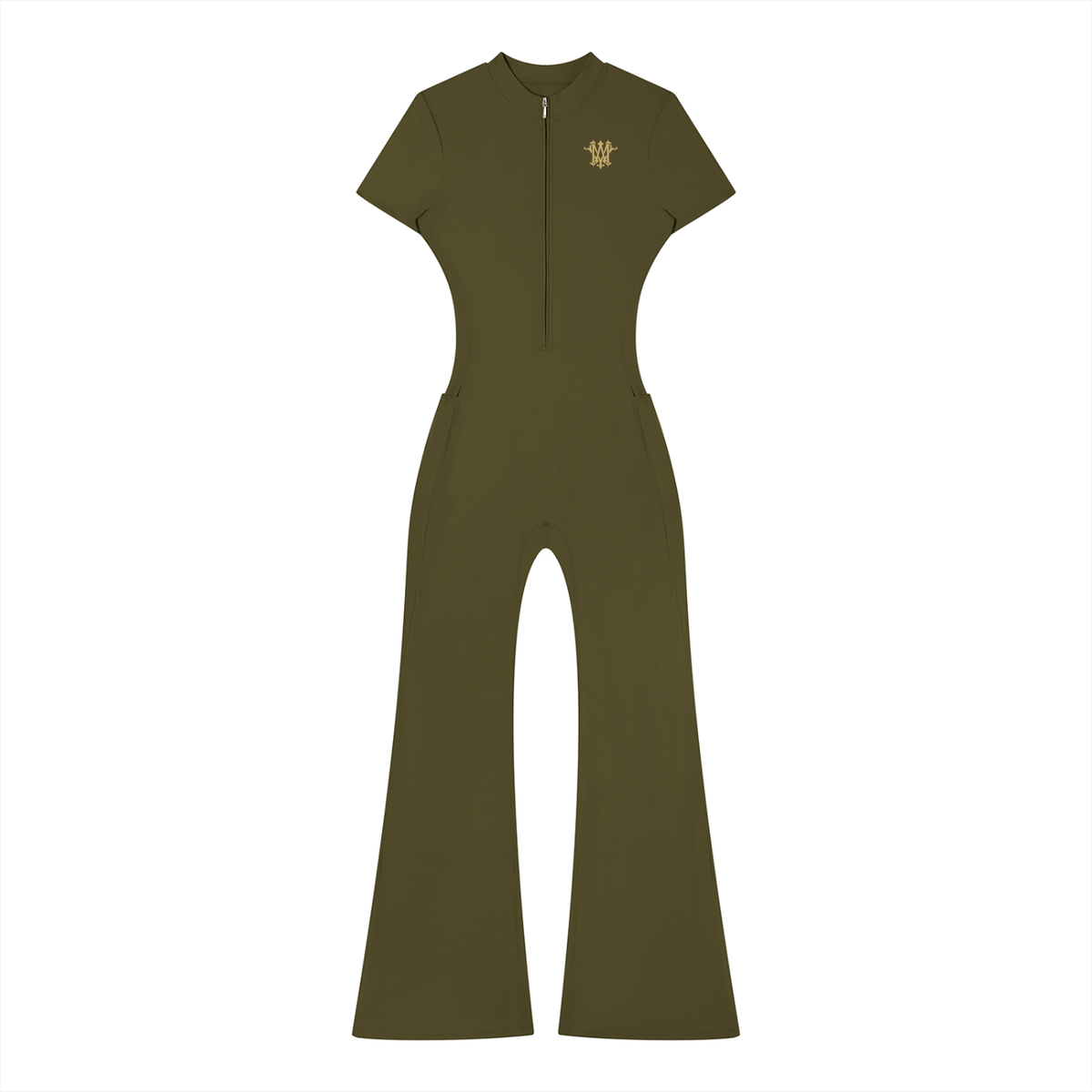 Women’s Tight Flared Leg Quarter-Zip Jumpsuit