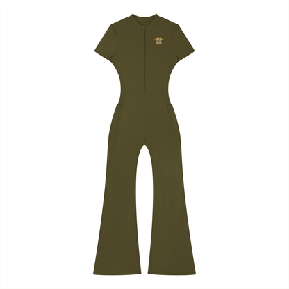 Women’s Tight Flared Leg Quarter-Zip Jumpsuit