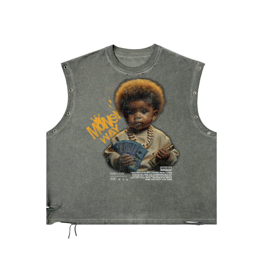BABY HUSTLE" Distressed Tanktop