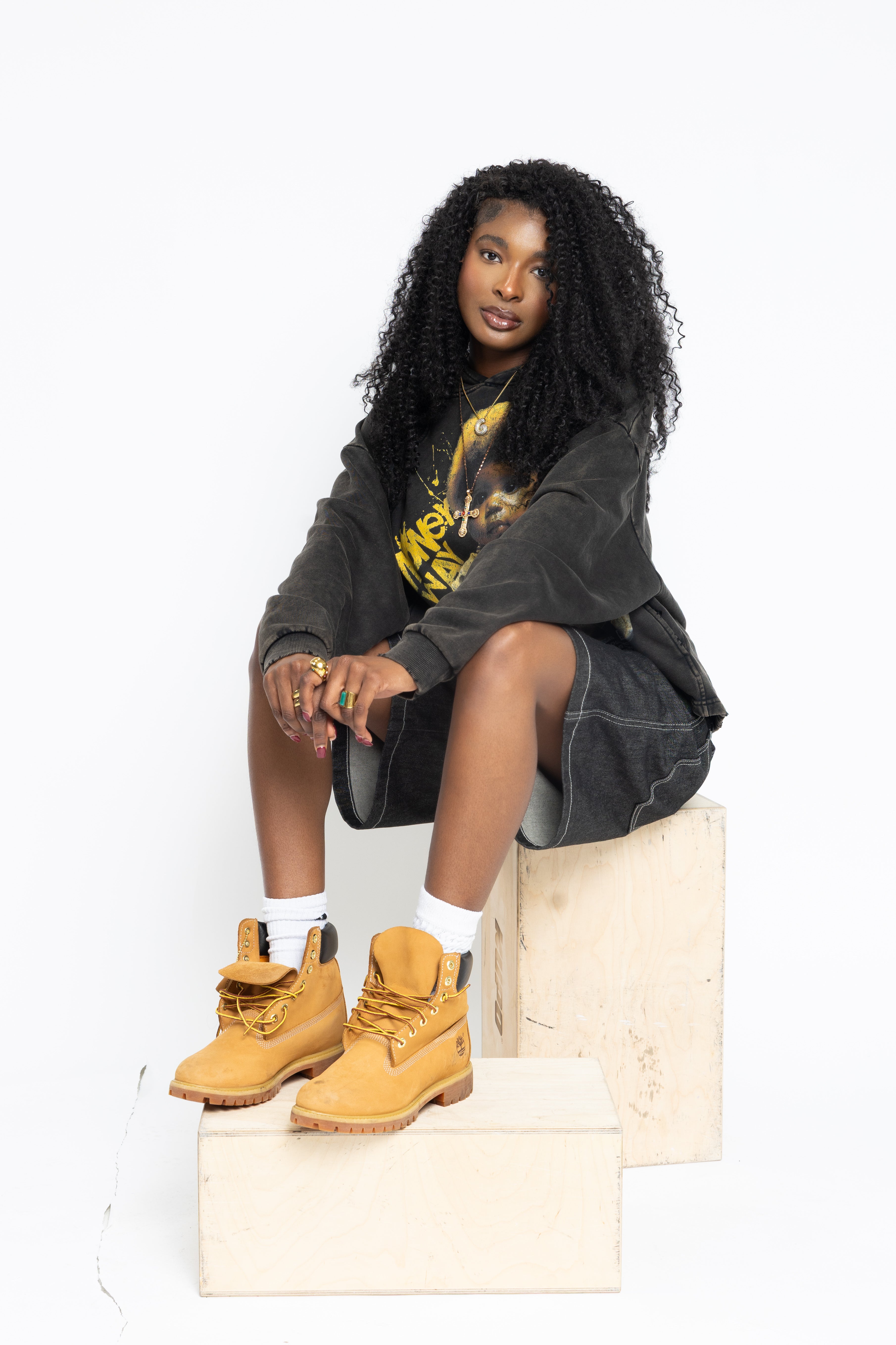 "BABY HUSTLE"Vintage Washed Hoodie