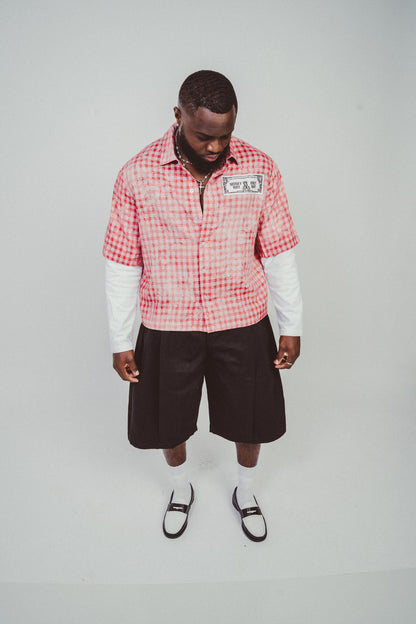 Unisex Vintage Wash Plaid Short Sleeve Shirt