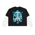 "SKELETON "  Layered Contrast sleeve Cotton .