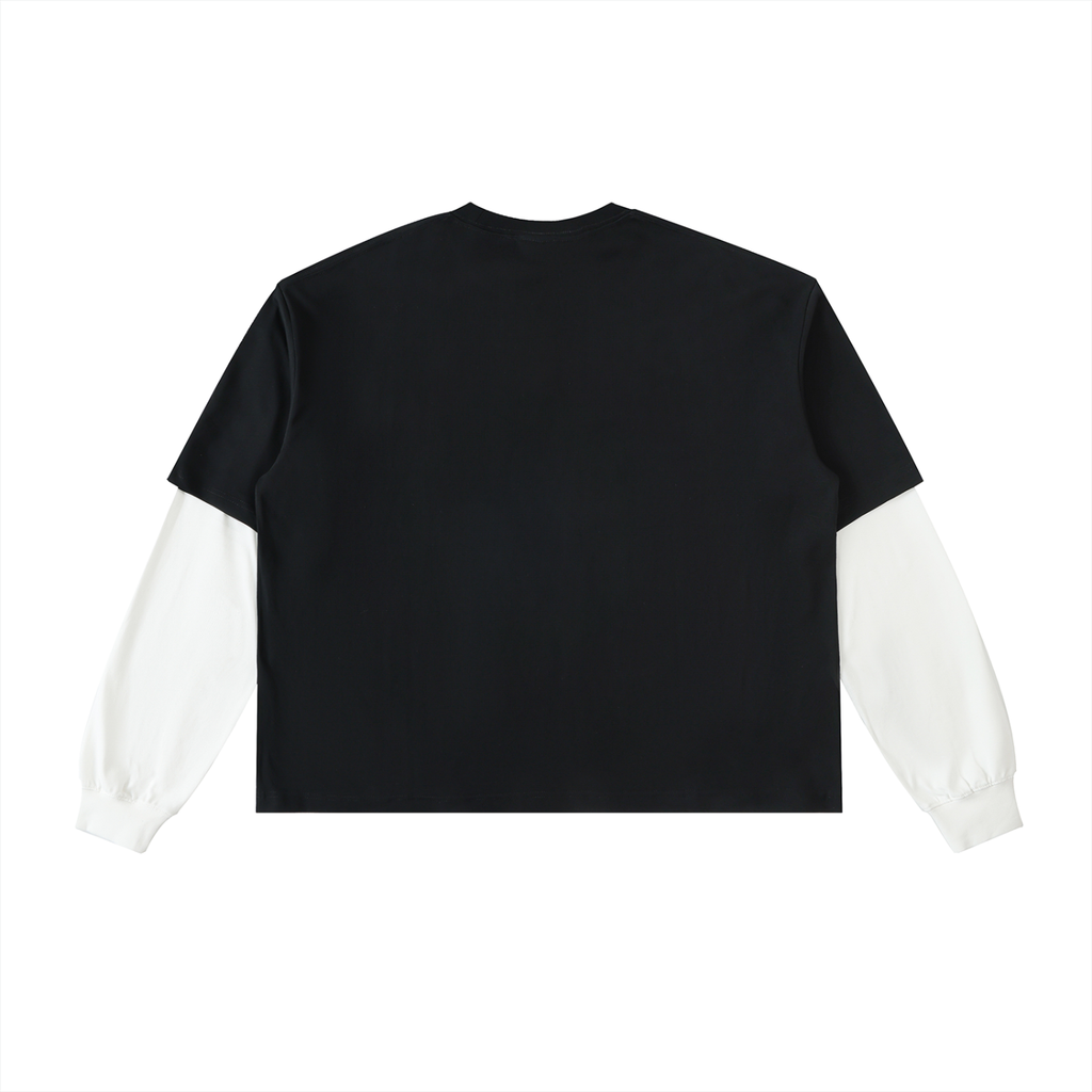"SKELETON "  Layered Contrast sleeve Cotton .