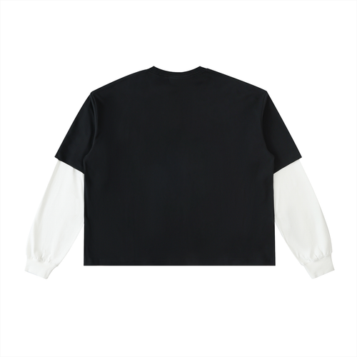 "SKELETON "  Layered Contrast sleeve Cotton .