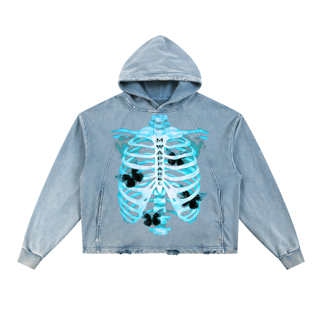 "SKELETON"Vintage Washed Hoodie