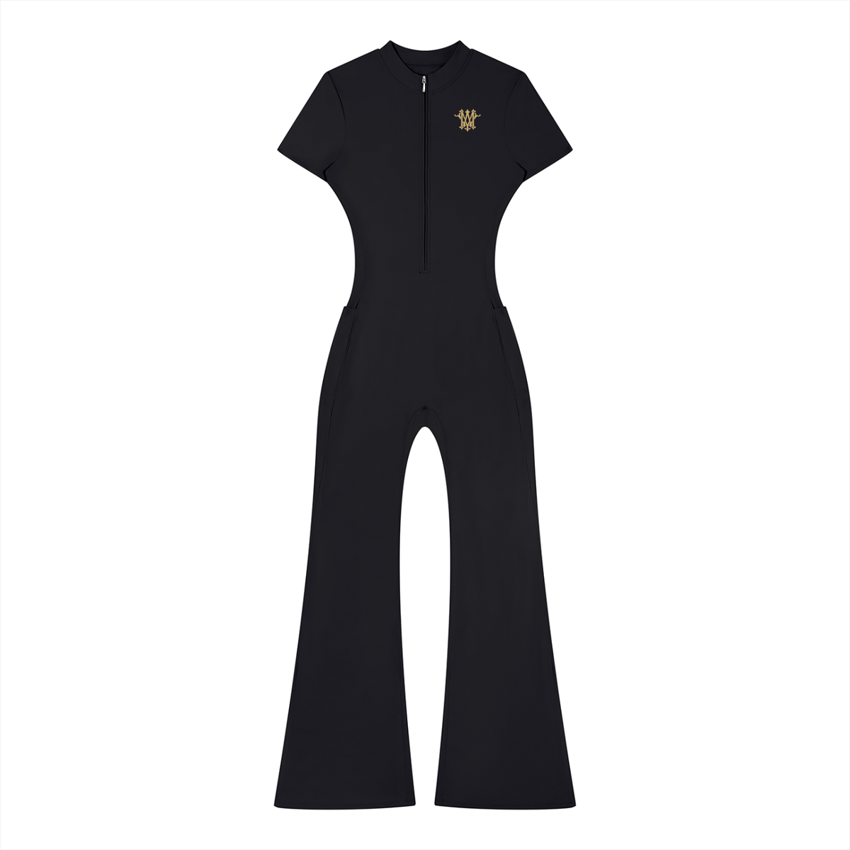 Women’s Tight Flared Leg Quarter-Zip Jumpsuit