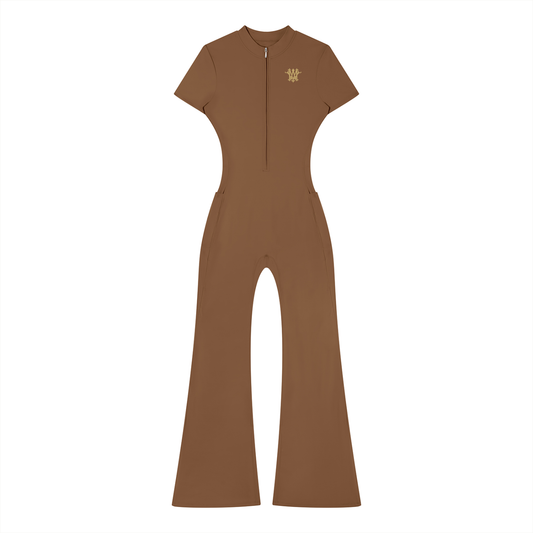 Women’s Tight Flared Leg Quarter-Zip Jumpsuit