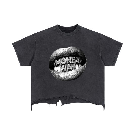 Vintage Wash Boxy Distressed Hem T-Shirt