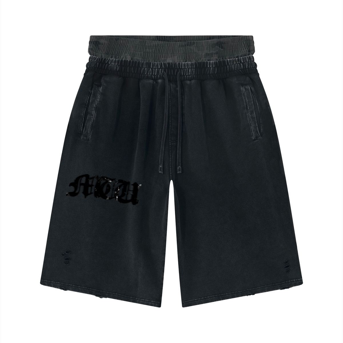 Unisex Vintage Wash Distressed Wide Leg Shorts