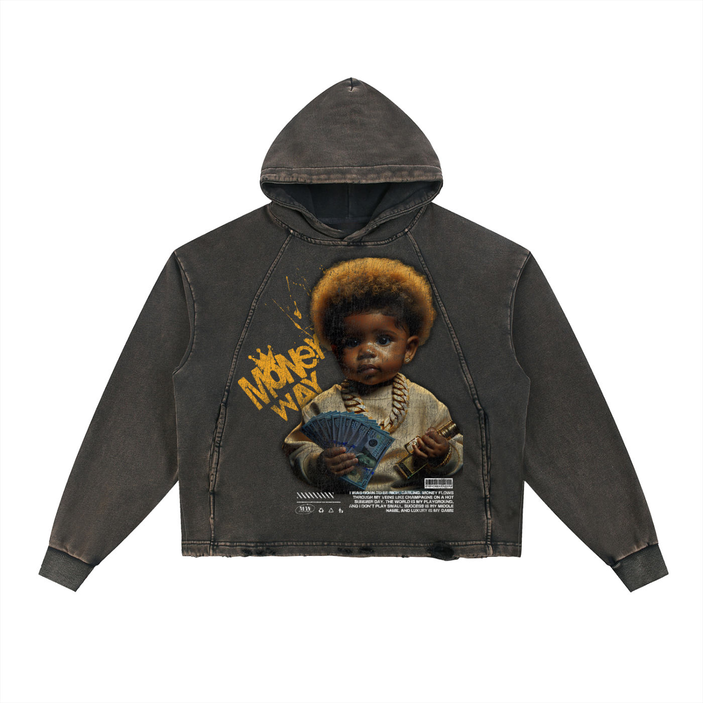 "BABY HUSTLE"Vintage Washed Hoodie