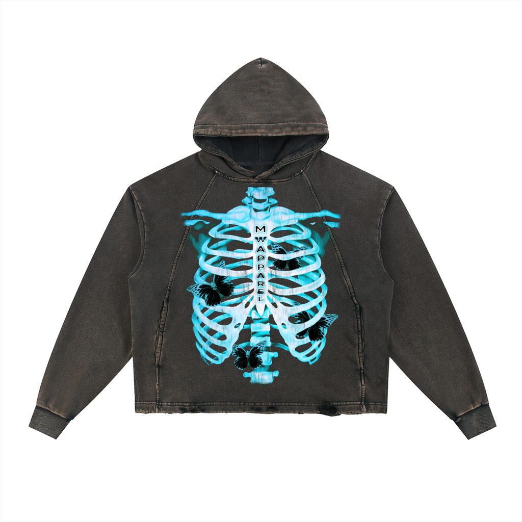 "SKELETON"Vintage Washed Hoodie