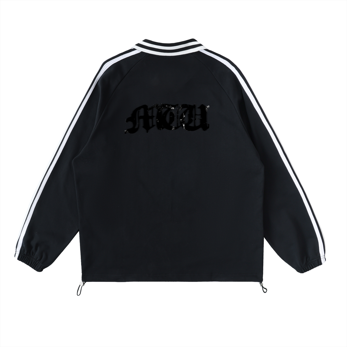 "MONEY IS NOT THE PURPOSE "Contrast Striped Lapel Collar Sweatshirt.