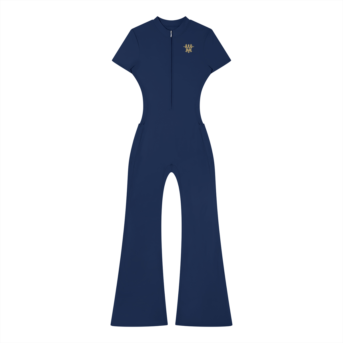 Women’s Tight Flared Leg Quarter-Zip Jumpsuit