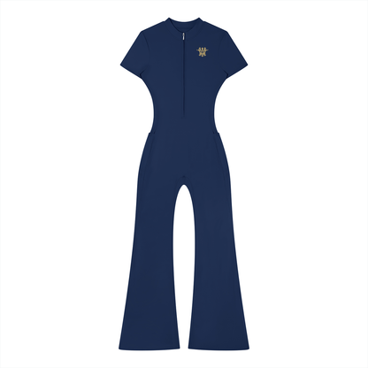 Women’s Tight Flared Leg Quarter-Zip Jumpsuit