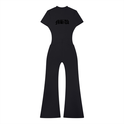 Women’s Tight Flared Leg Quarter-Zip Jumpsuit