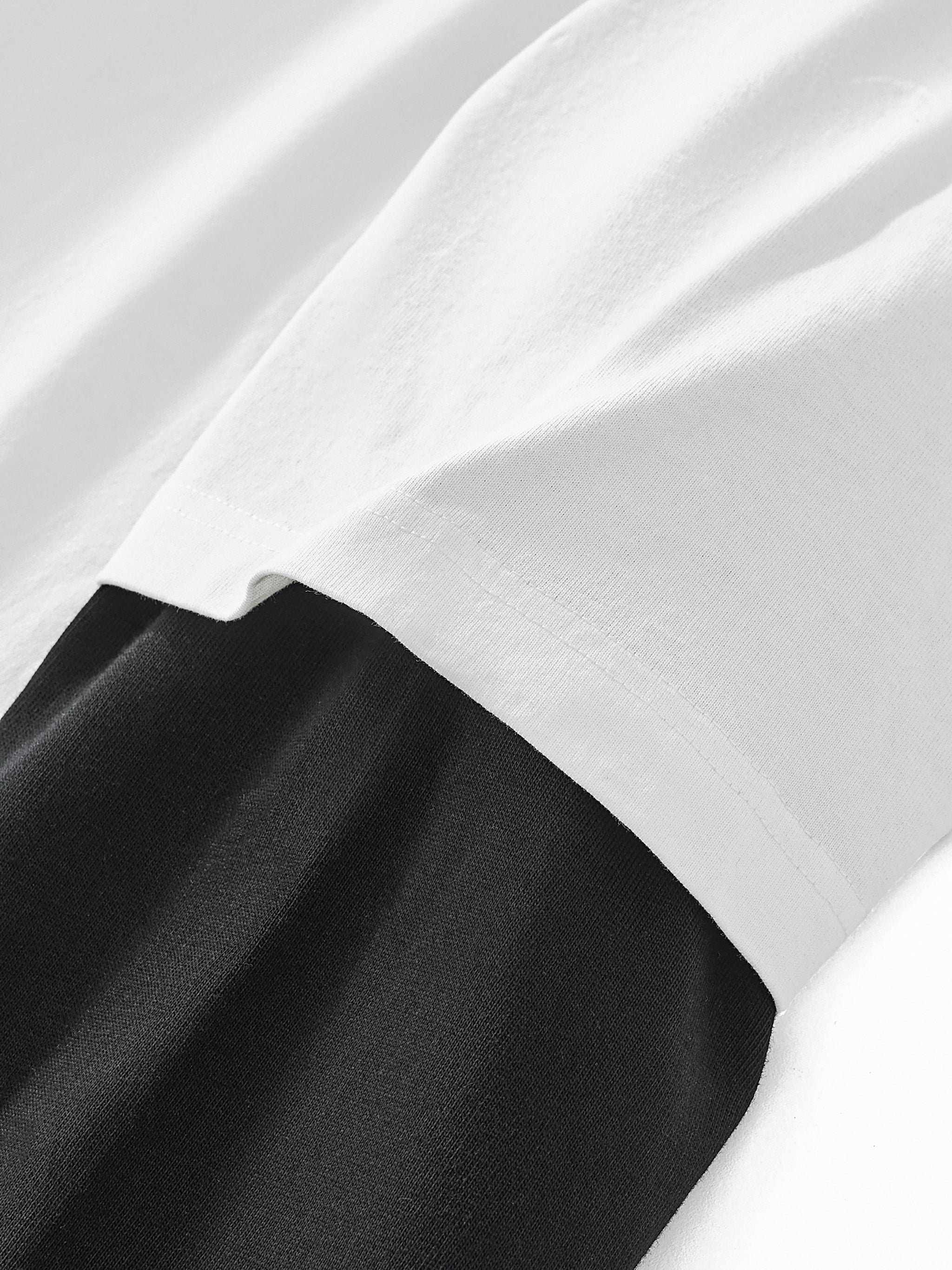 Layered Contrast Sleeve Cotton T-Shirt